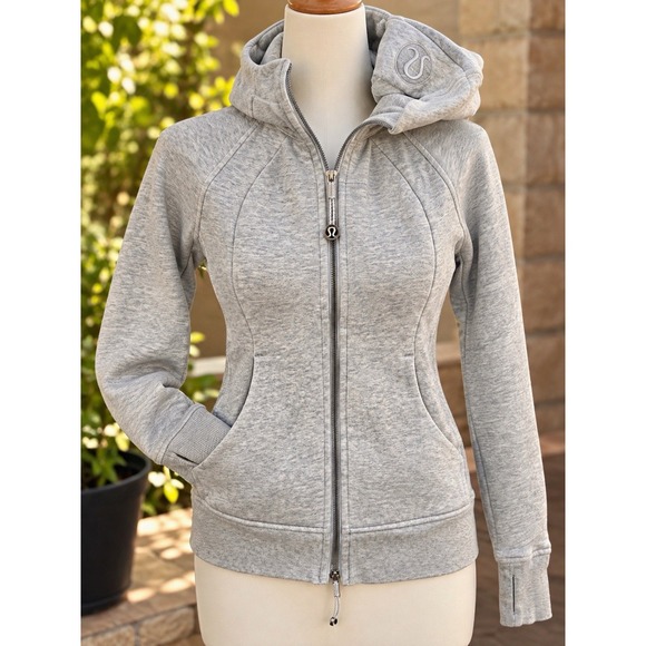 lululemon Tops - Lululemon Scuba Hoodie Women Size 4 Heather Gray Full Zip Jacket Thumbholes